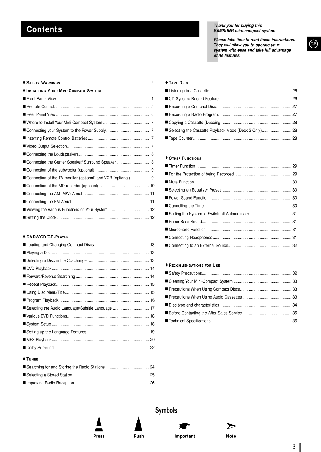 Samsung MAXDN87FH/UMG, MAXDN87RH/ELS manual Contents 