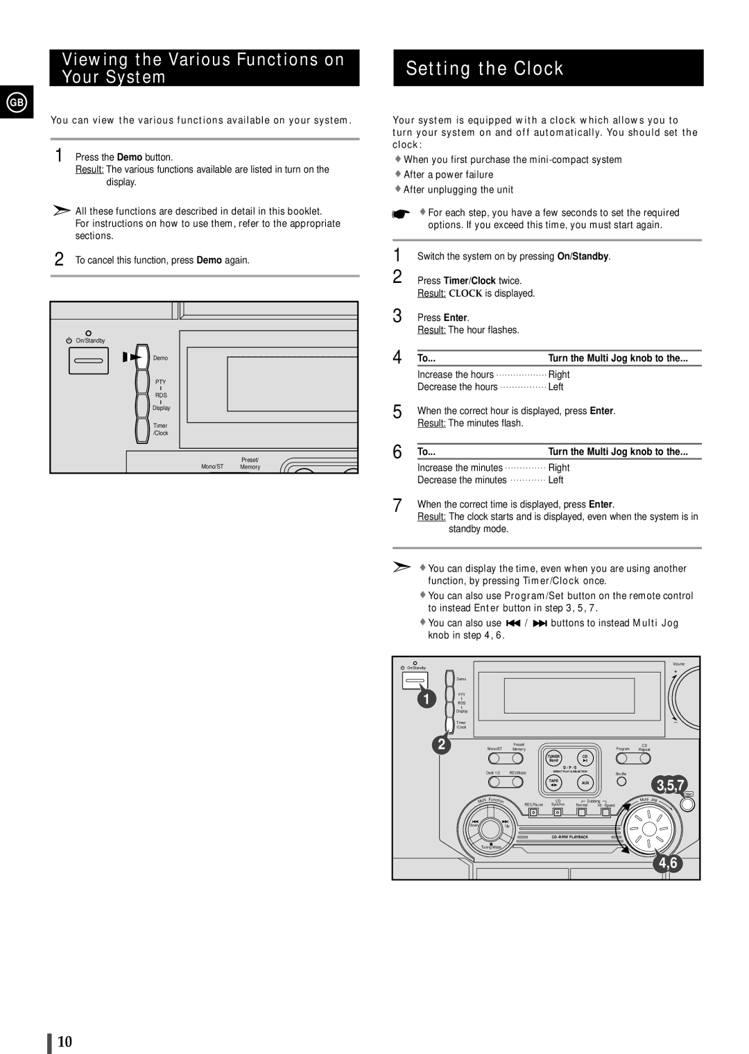 Samsung MAXL68RH/OTO, MAXL65RH/XEF, MAXL65RH/ELS manual Setting the Clock, Viewing the Various Functions on, Your System 