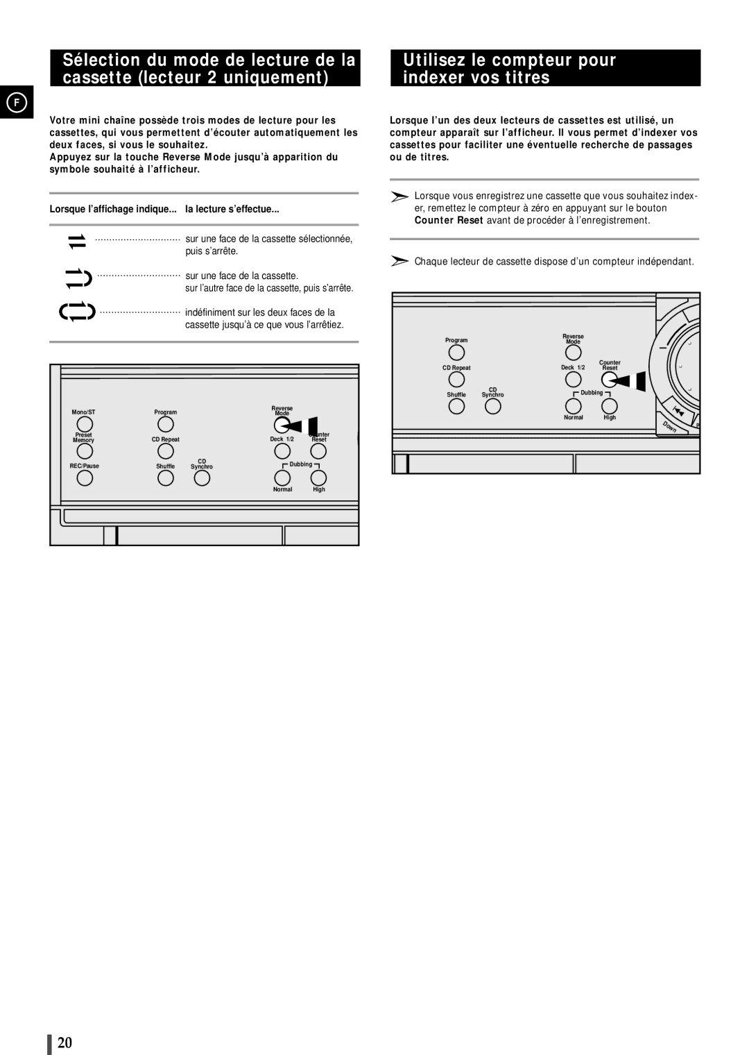 Samsung MAXL82RH/ELS, MAXL82RH/XEF manual Utilisez le compteur pour indexer vos titres 