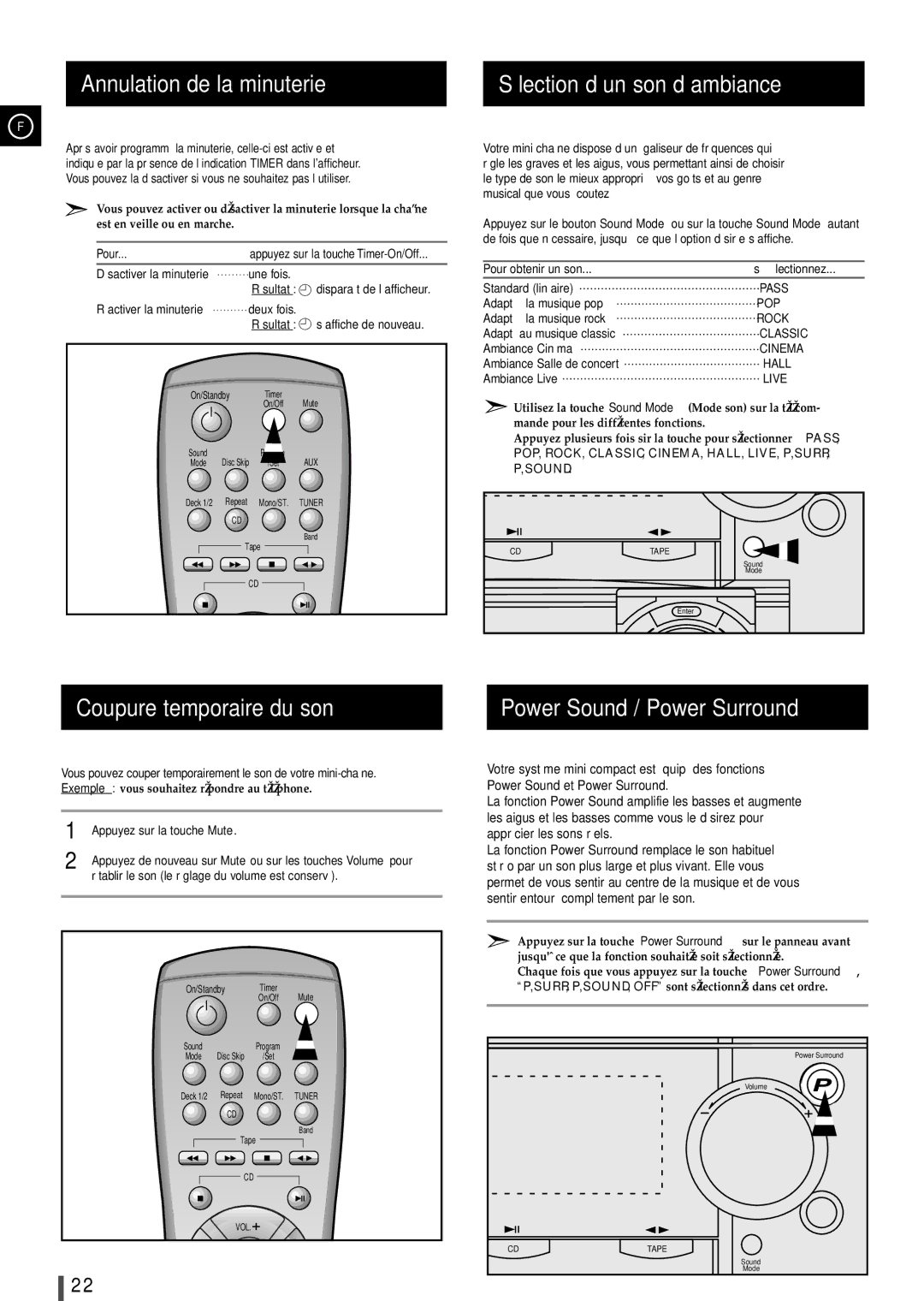 Samsung MAXL82RH/ELS, MAXL82RH/XEF manual Annulation de la minuterie, Sélection d’un son d’ambiance 