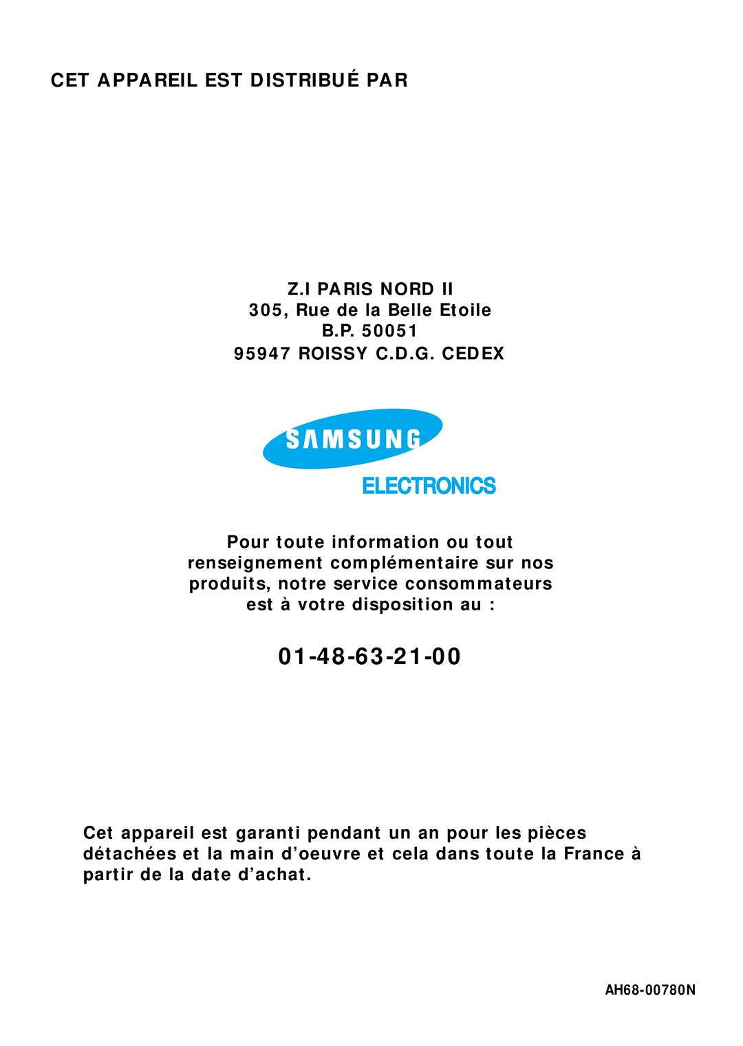 Samsung MAXL82RH/XEF, MAXL82RH/ELS manual 01-48-63-21-00 