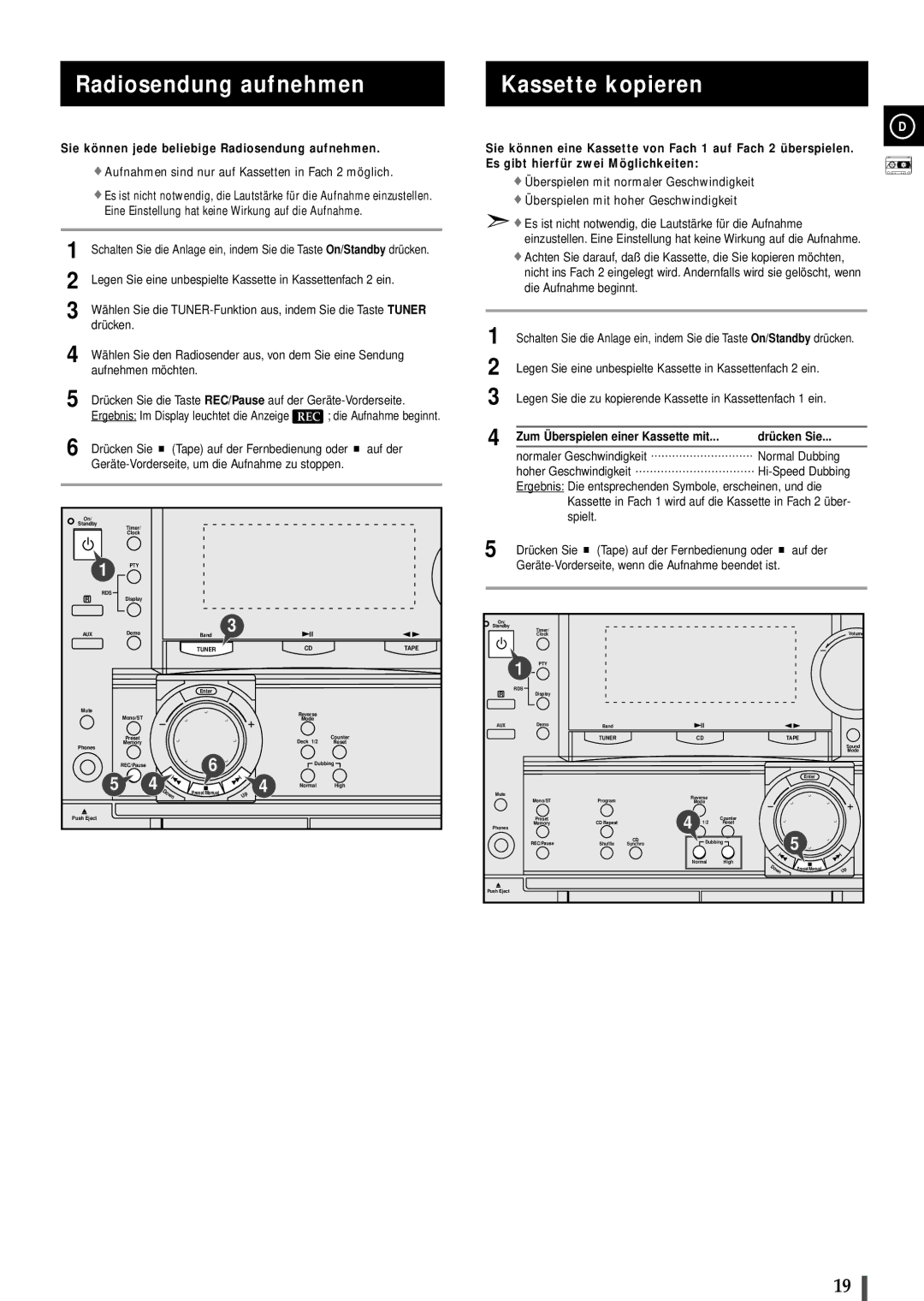 Samsung MAXL82RH/ELS manual Kassette kopieren, Sie können jede beliebige Radiosendung aufnehmen 