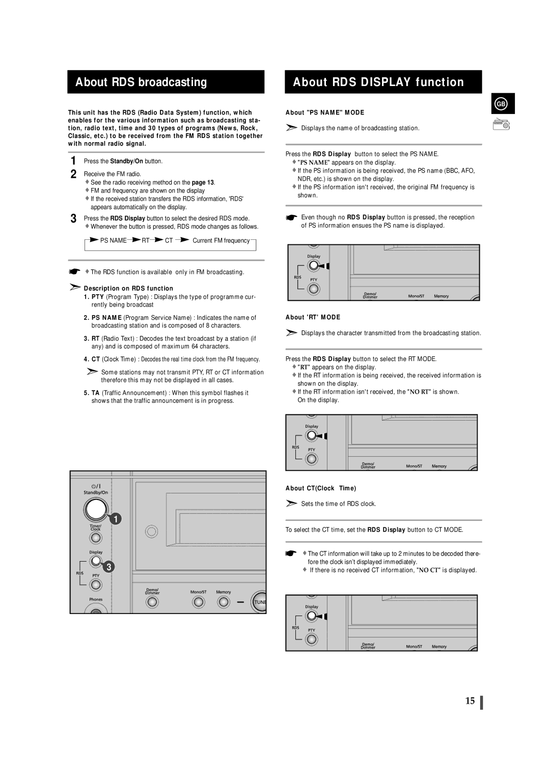 Samsung MAXS530RH/XEF, MAXS520RH/ELS, MAXS530RH/ELS, MAXS520RH/XEF manual About RDS broadcasting, About RDS Display function 