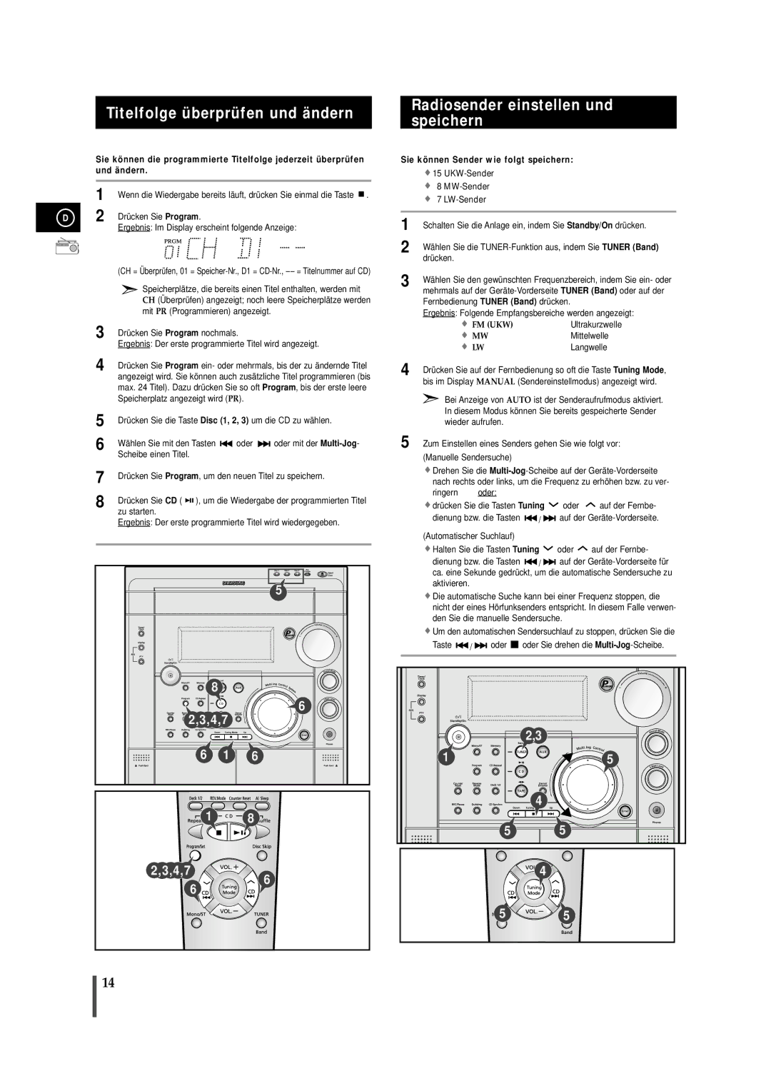 Samsung MAXS720RH/ELS manual Sie können Sender wie folgt speichern 