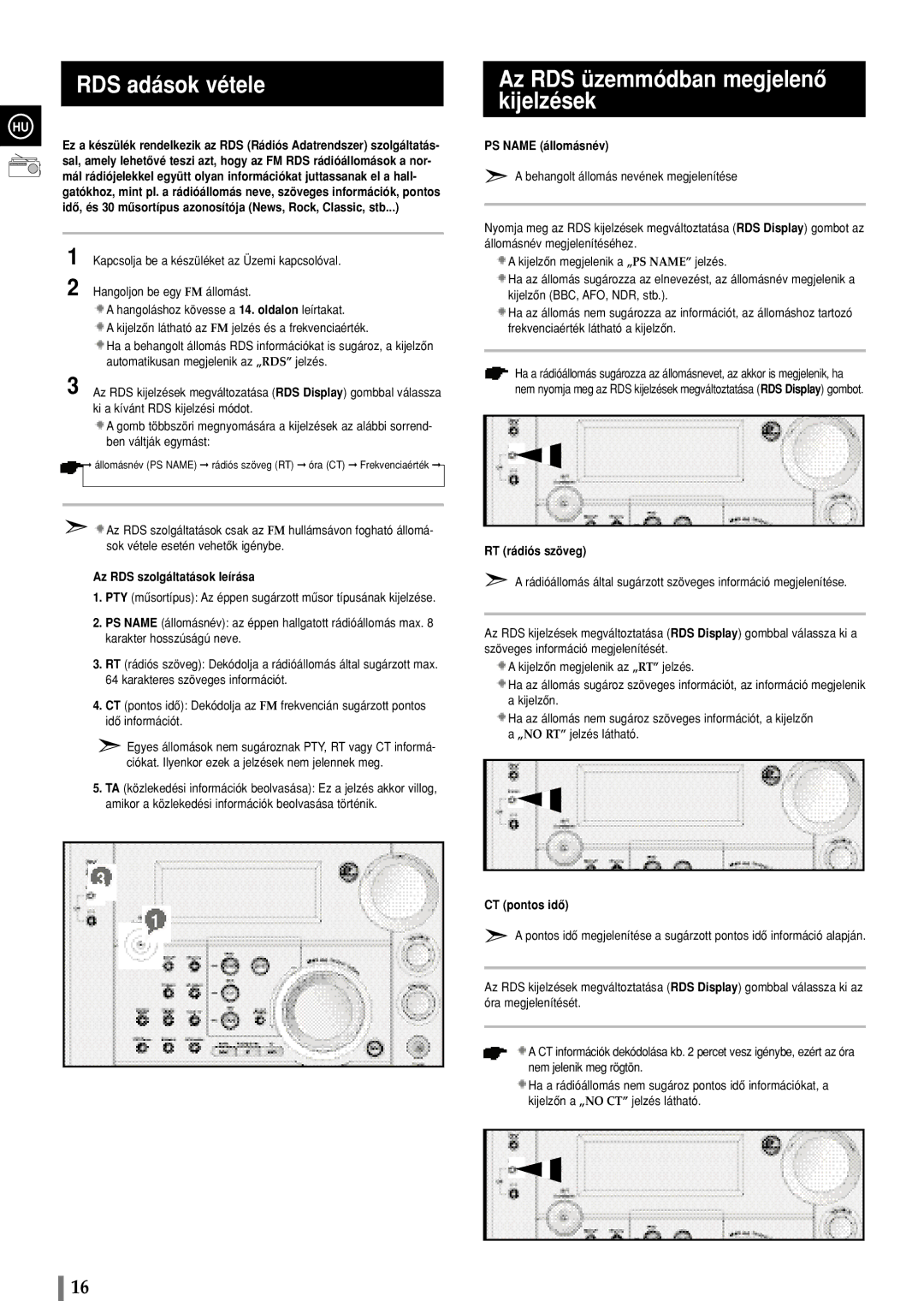 Samsung MAXS720RH/ELS manual RDS adások vétele, Az RDS üzemmódban megjelenô kijelzések 