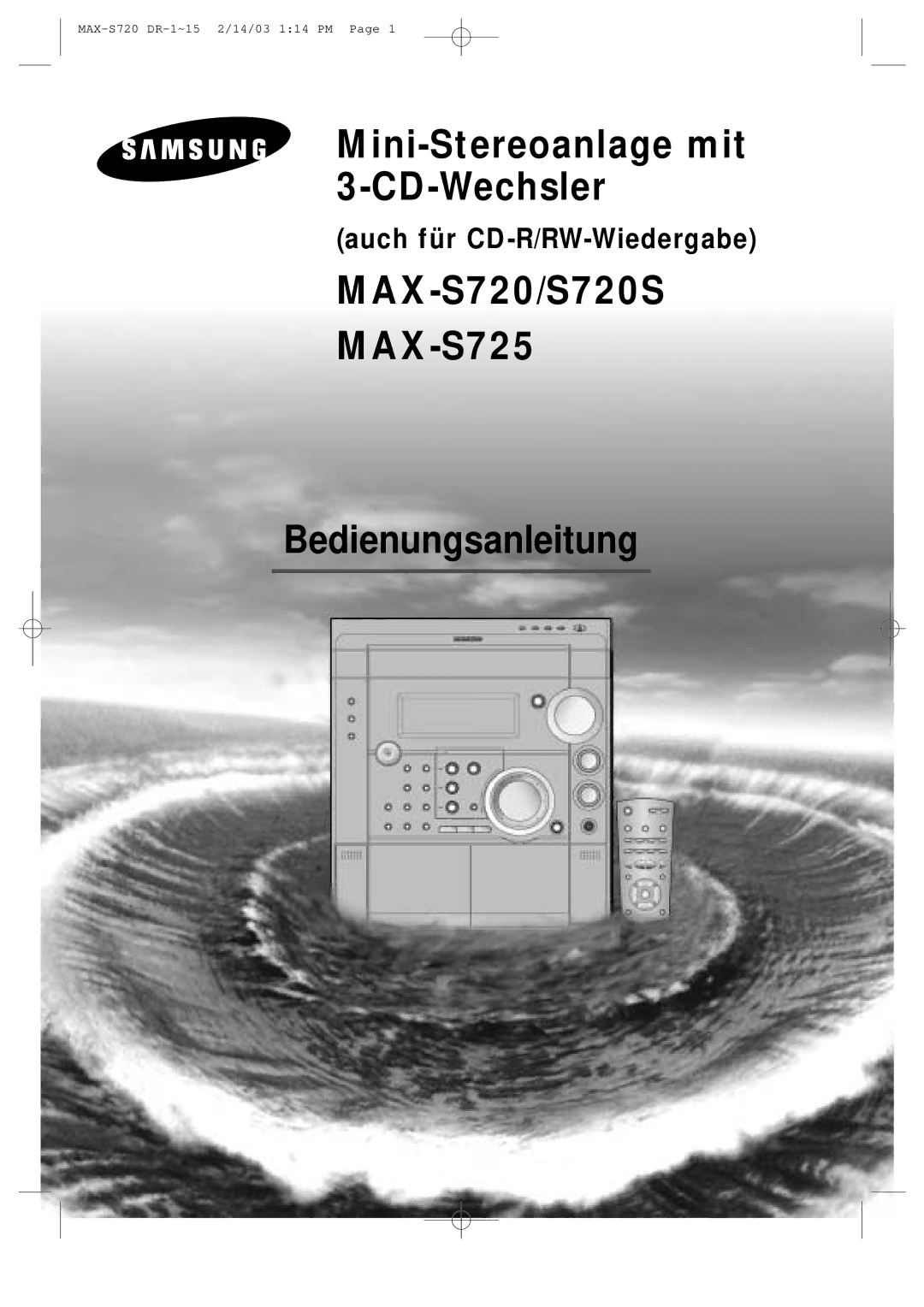 Samsung MAXS725RH/XEF manual Mini-Stereoanlage mit 3-CD-Wechsler 