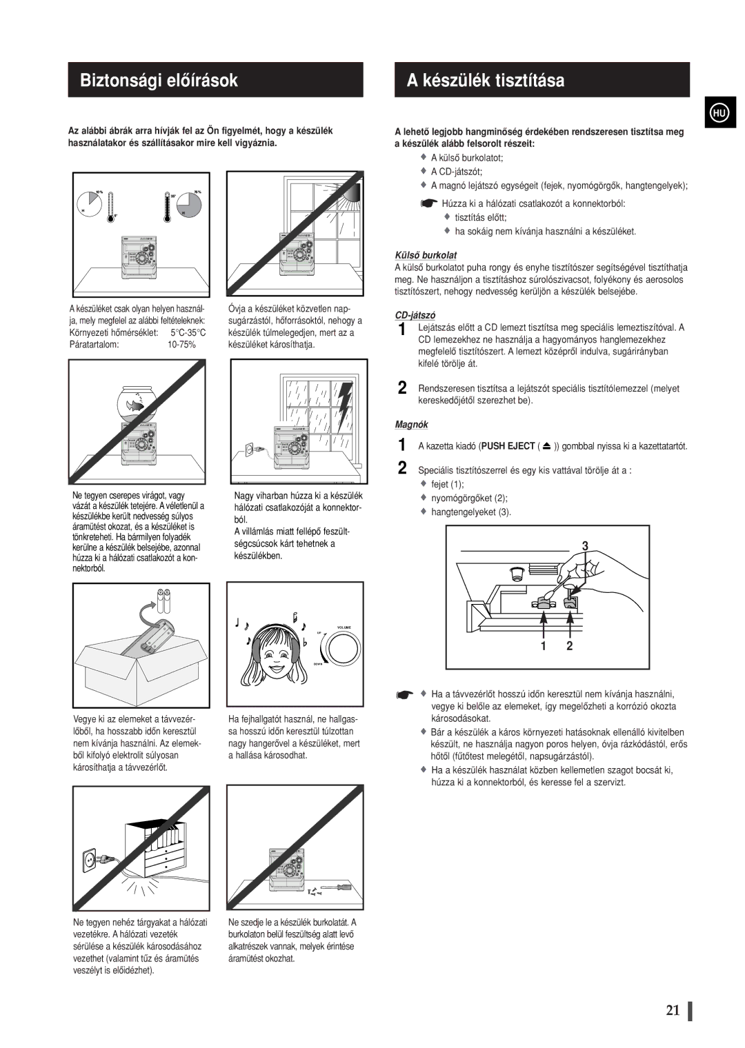 Samsung MAXWB630RH/ELS manual Biztonsági elôírások Készülék tisztítása 