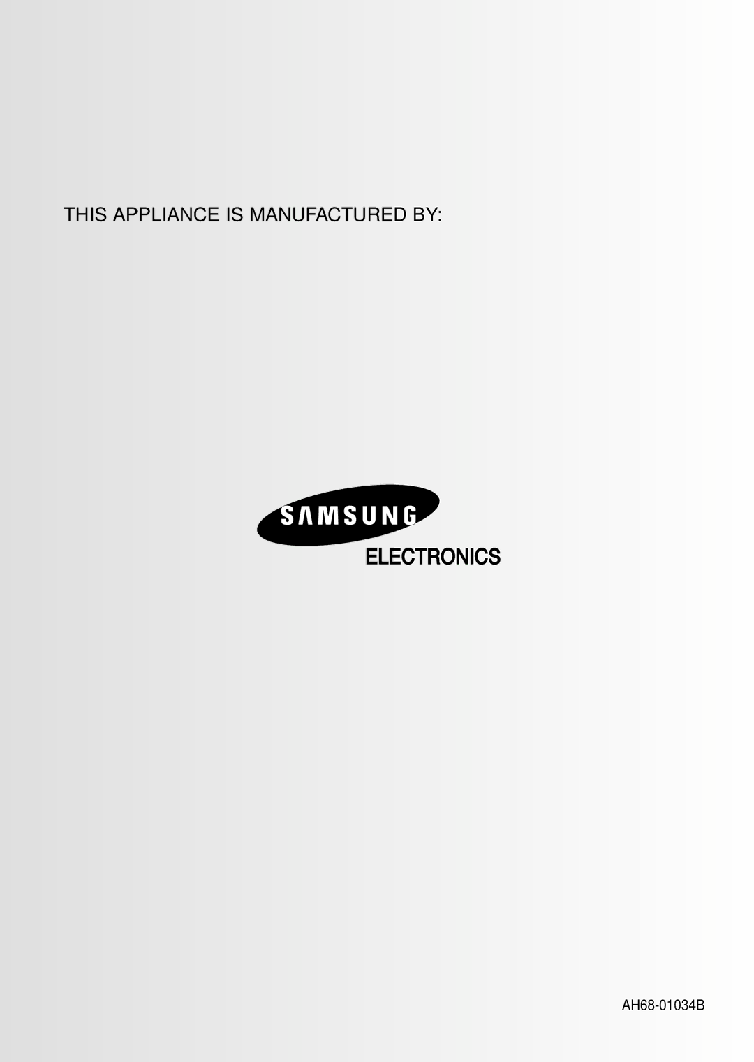 Samsung MAXWB650RH/ELS manual This Appliance is Manufactured by 