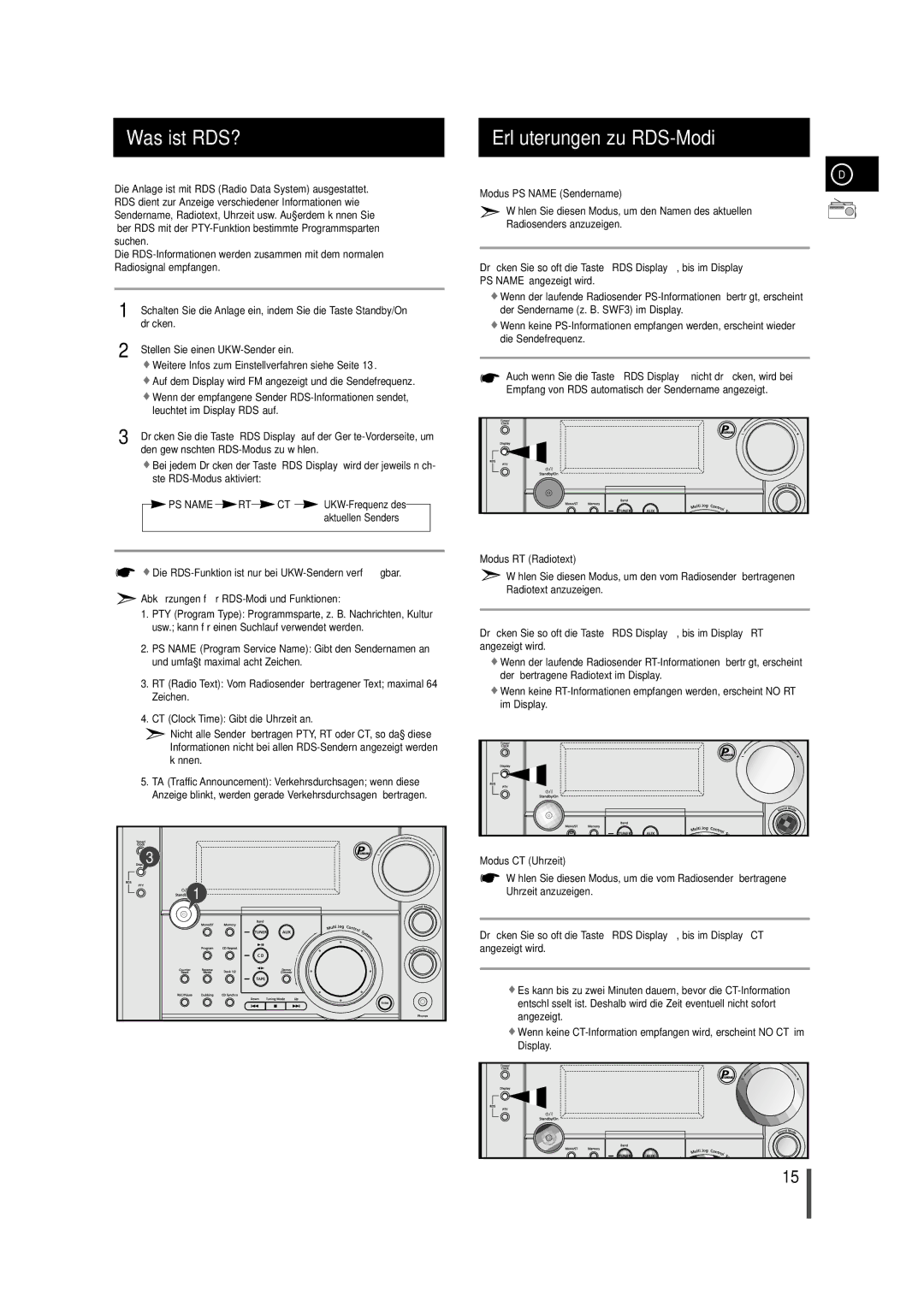 Samsung MAXWS730RH/ELS manual Was ist RDS?, Erläuterungen zu RDS-Modi, Abkü rzungen fü r RDS-Modi und Funktionen 