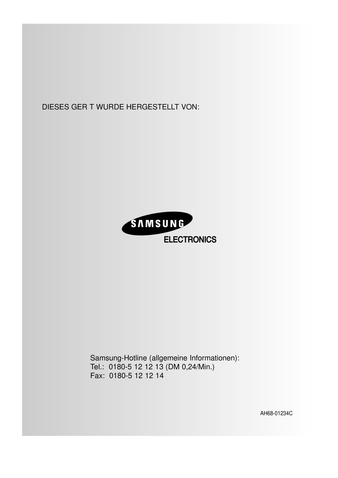 Samsung MAXWS730RH/ELS manual Dieses Gerät Wurde Hergestellt VON 