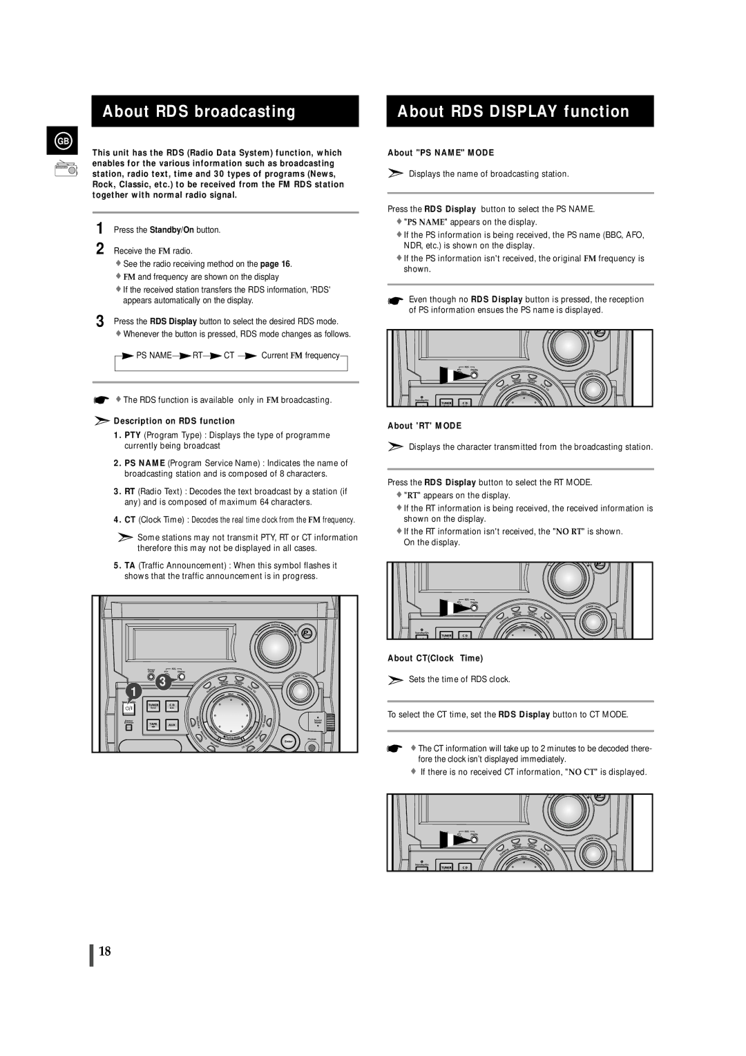 Samsung MAXZB550RH/ELS manual About RDS broadcasting, About RDS Display function 