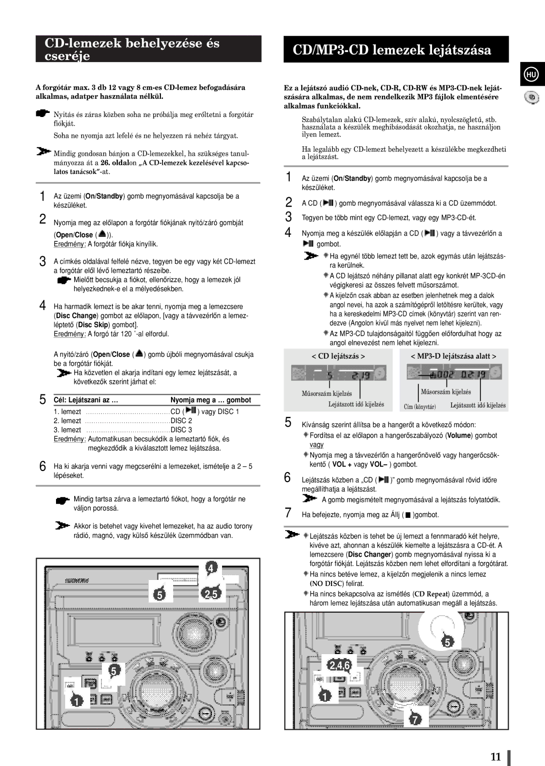 Samsung MAXZB550RH/ELS CD/MP3-CD lemezek lejátszása, CD-lemezek behelyezése és cseréje, Latos tan‡csokÓ-at, Open/Close 