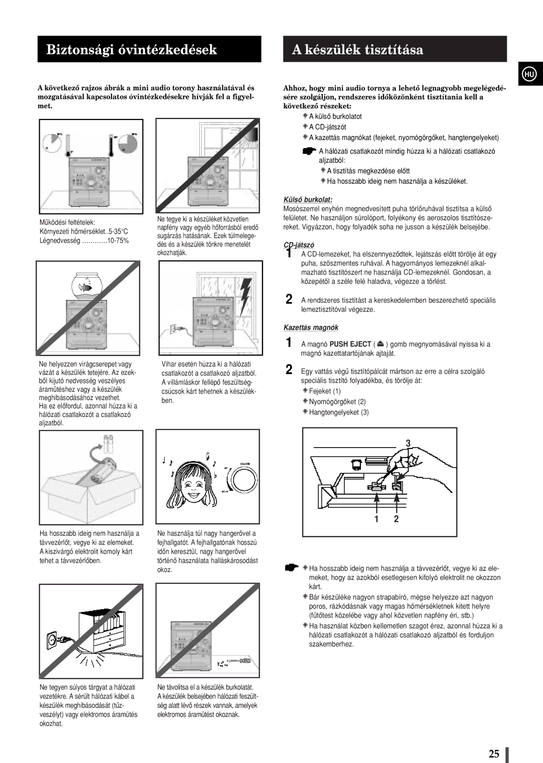 Samsung MAXZB550RH/ELS manual Biztonsági óvintézkedések, Készülék tisztítása 