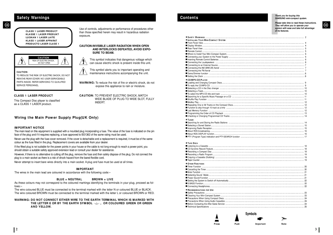 Samsung MAXZJ550QH/XFO, MAXZJ550RH/EDC, MAXZJ550RH/ELS manual Safety Warnings, Contents 