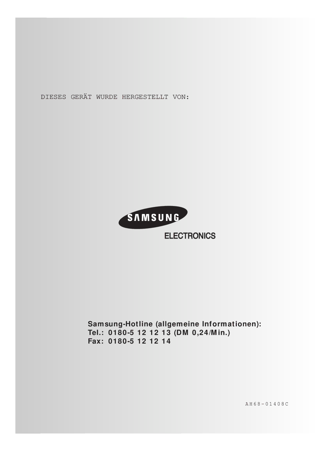 Samsung MAXZJ550RH/EDC manual Dieses Gerät Wurde Hergestellt VON 