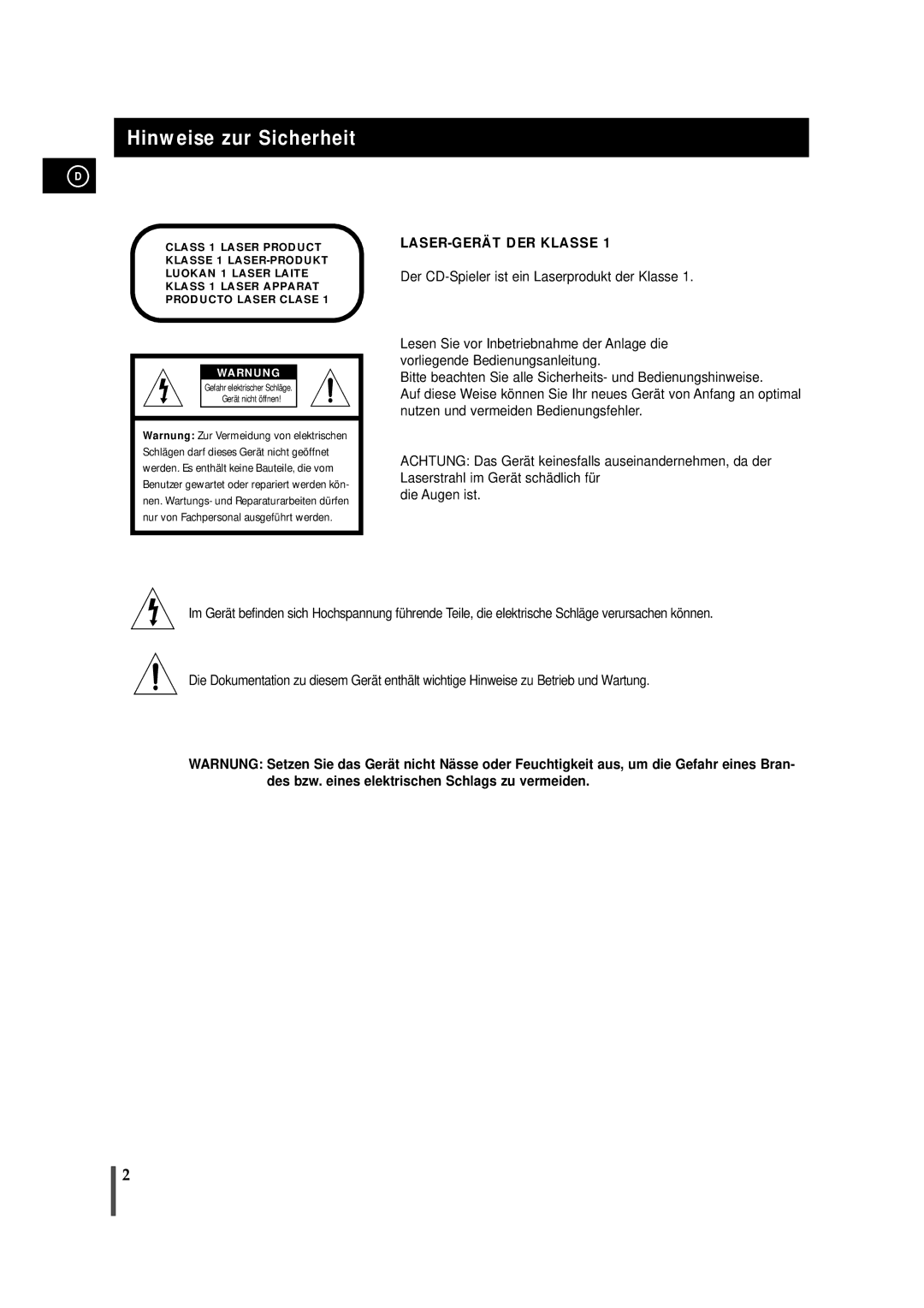 Samsung MAXZJ650RH/EDC, MAXZJ650RH/ELS manual Hinweise zur Sicherheit, Warnung 