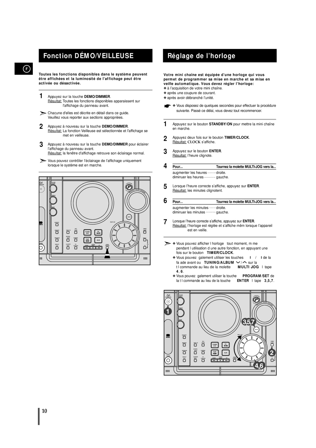 Samsung MAXZJ650RH/ELS manual Fonction DÉMO/VEILLEUSE, Pour 