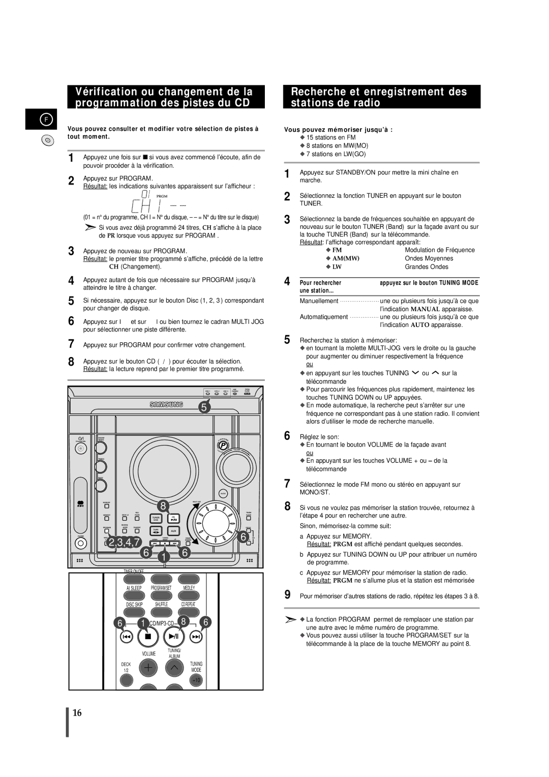 Samsung MAXZJ650RH/ELS manual Pour rechercher, Une station 