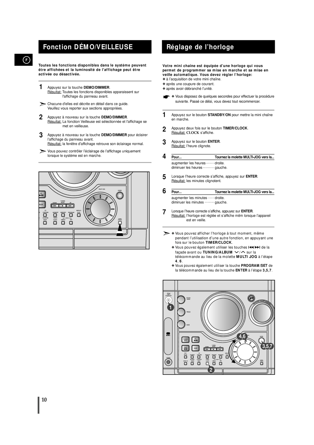 Samsung MAXZJ730RH/ELS manual Fonction DÉMO/VEILLEUSE, Pour 