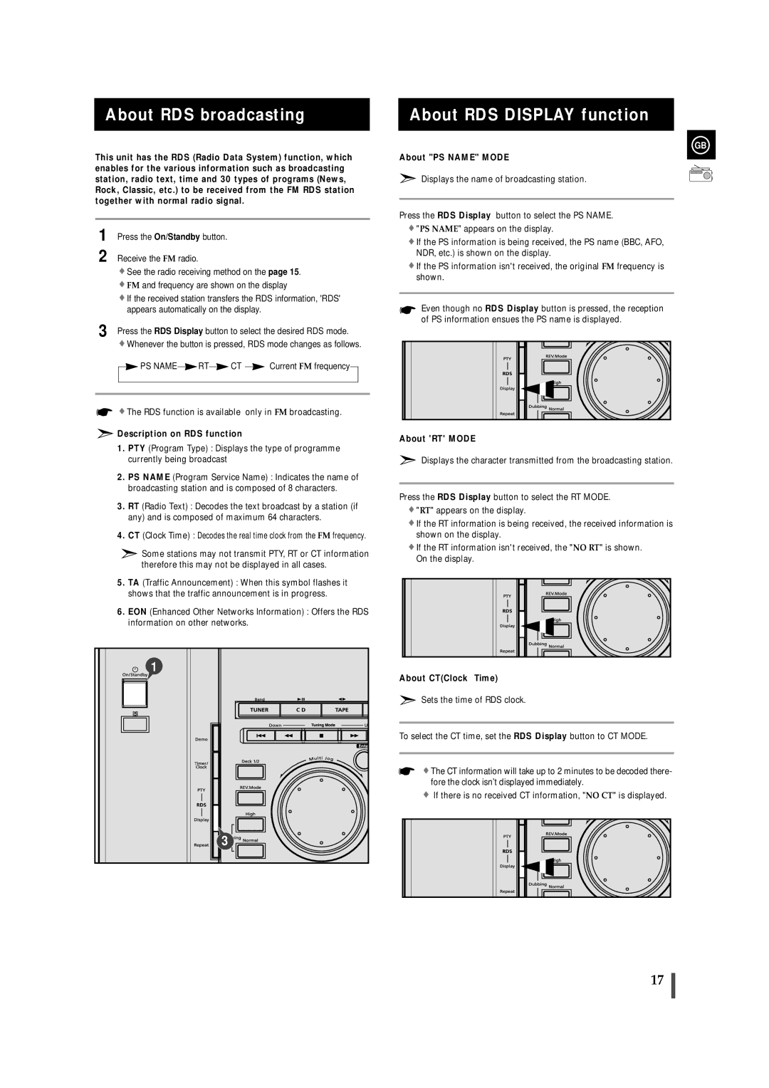 Samsung MAXZL45RH/ELS manual About RDS broadcasting About RDS Display function, Description on RDS function About RT Mode 