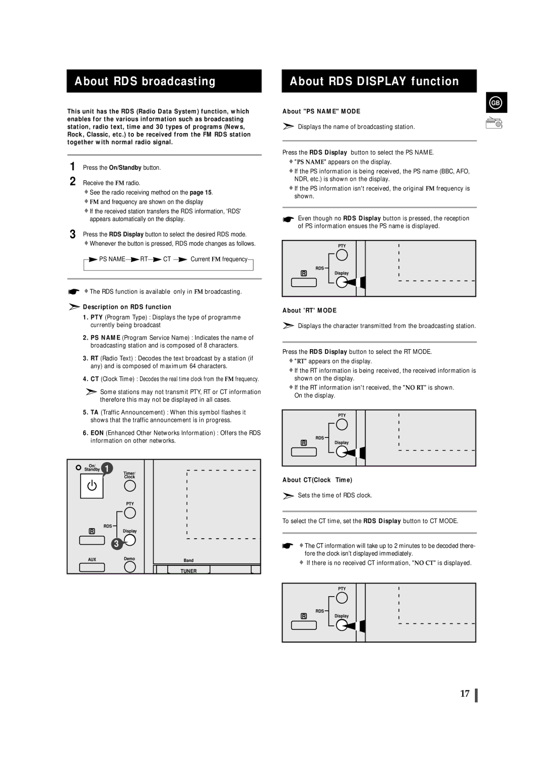 Samsung MAXZL82RH/ELS manual About RDS broadcasting About RDS Display function 