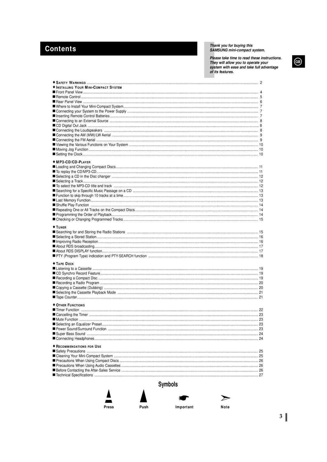 Samsung MAXZL82RH/ELS manual Contents 