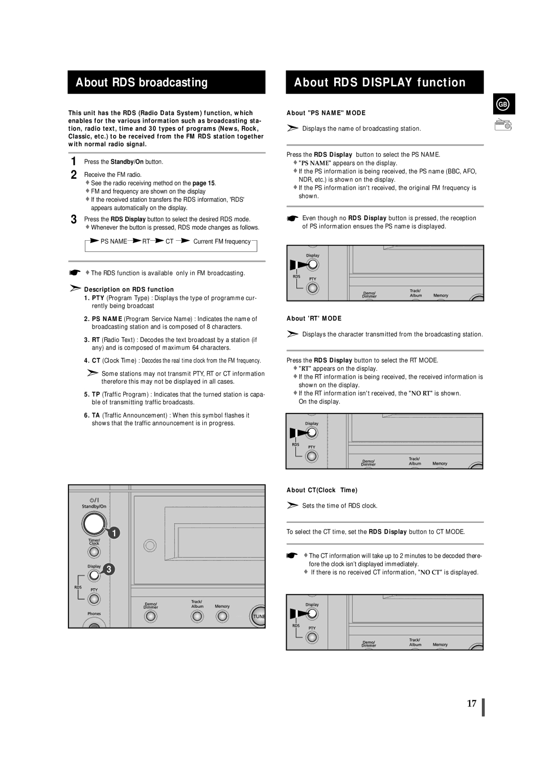 Samsung MAXZS530RH/ELS manual About RDS broadcasting, About RDS Display function 