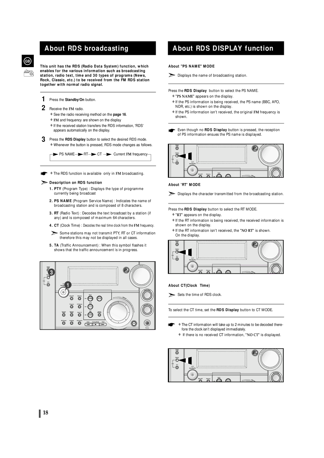 Samsung MAXZS730RH/SPX manual About RDS broadcasting, About RDS Display function 