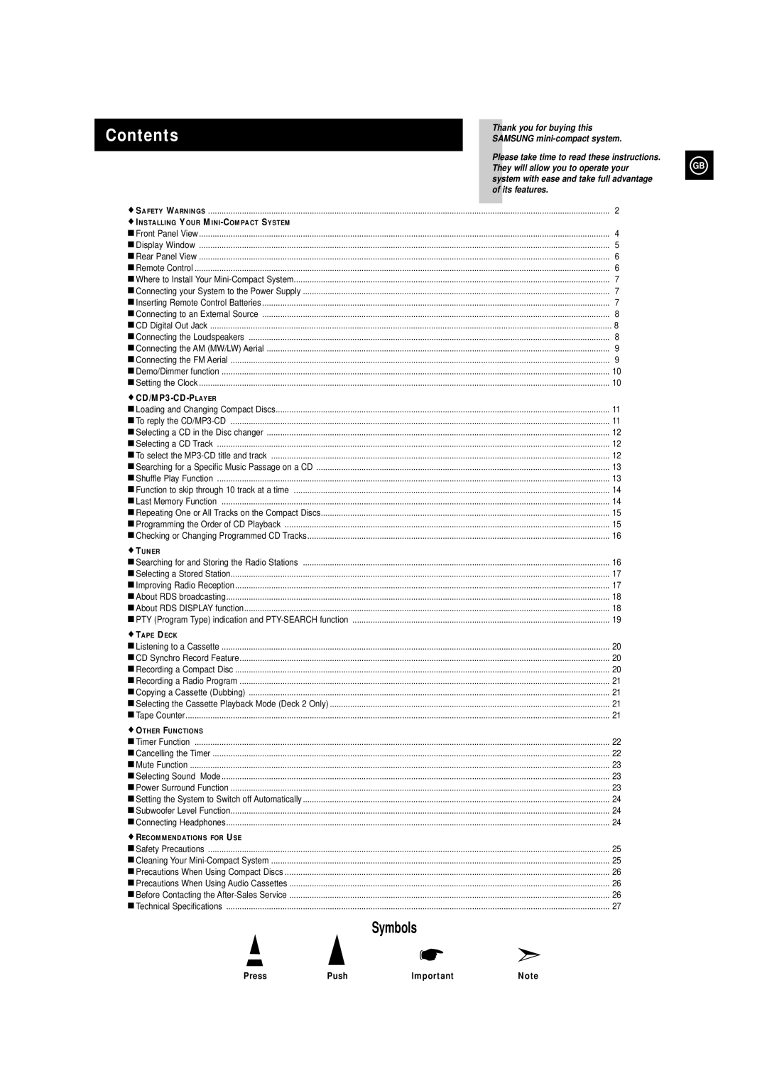 Samsung MAXZS730RH/SPX manual Contents 