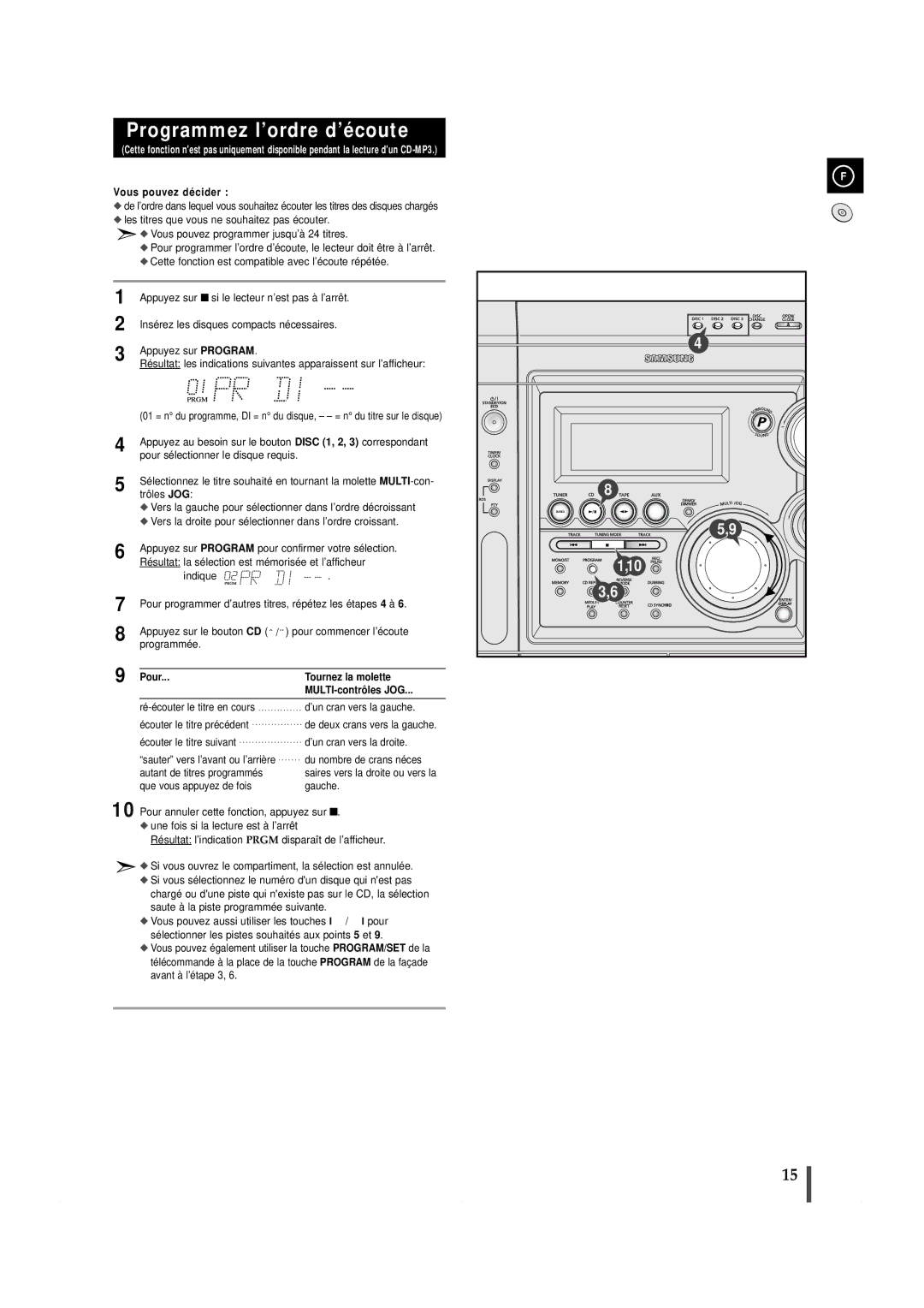 Samsung MAXZS940RH/ELS manual Programmez l’ordre d’écoute, Vous pouvez décider, Pour sélectionner le disque requis 