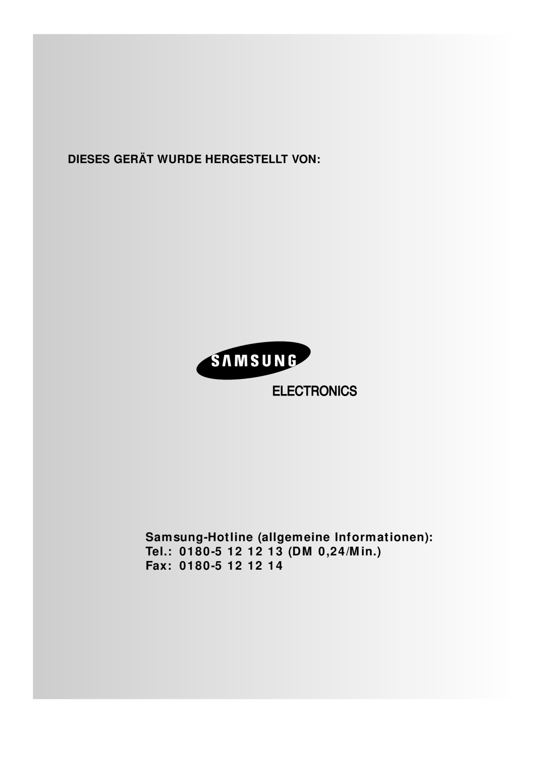 Samsung MAXZS990RH/ELS, MAXZS940RH/ELS manual Dieses Gerät Wurde Hergestellt VON 