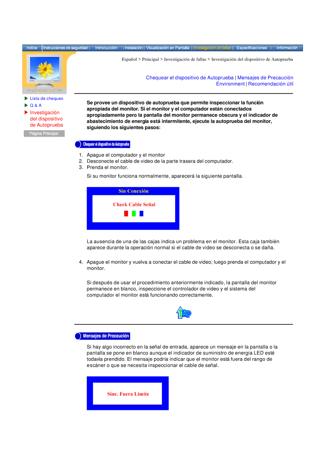 Samsung MB manual Investigación del dispositivo de Autoprueba 