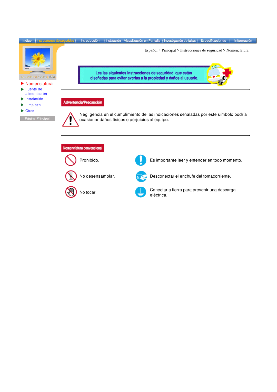 Samsung MB manual Nomenclatura 