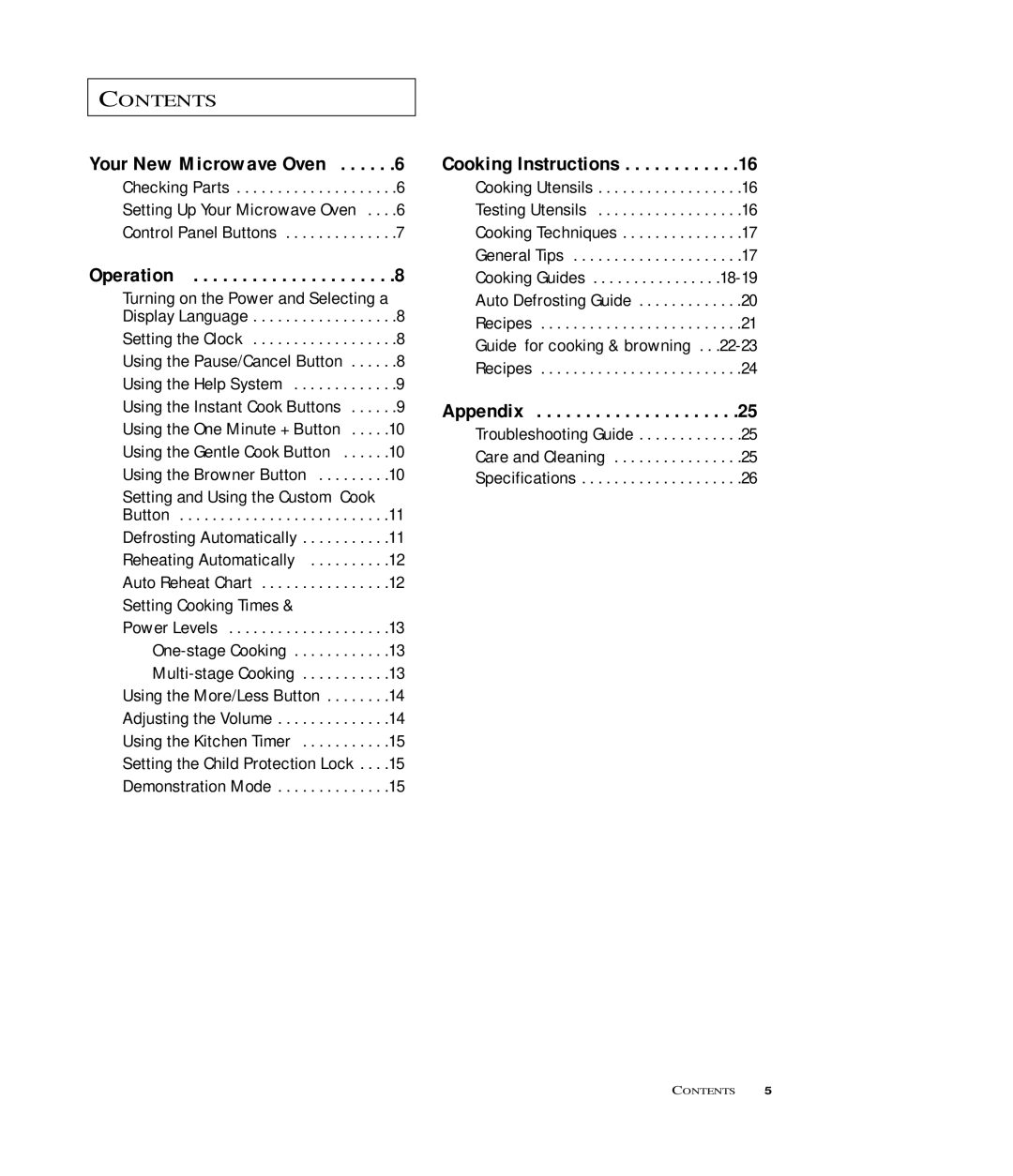 Samsung MB7696W, MB7697G manual Your New Microwave Oven, Operation, Cooking Instructions, Appendix 