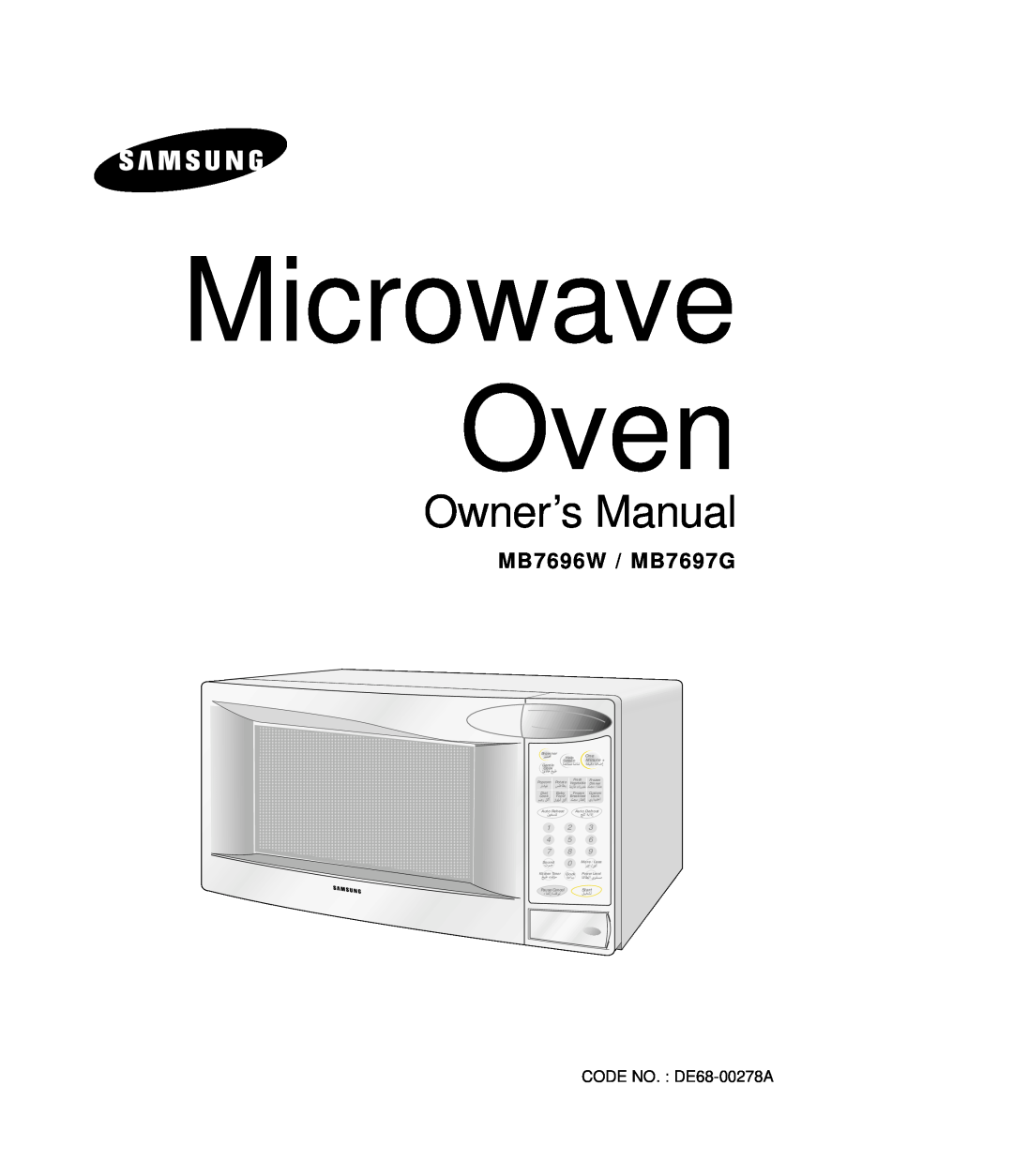 Samsung manual MB7696W / MB7697G, Microwave Oven, Owner’s Manual, Browner, Minute +, Gentle, Cook, Diet, Auto Reheat 