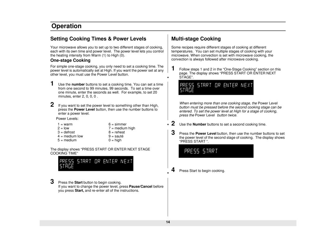 Samsung MC1015WB/BB manual Setting Cooking Times & Power Levels, Multi-stage Cooking 