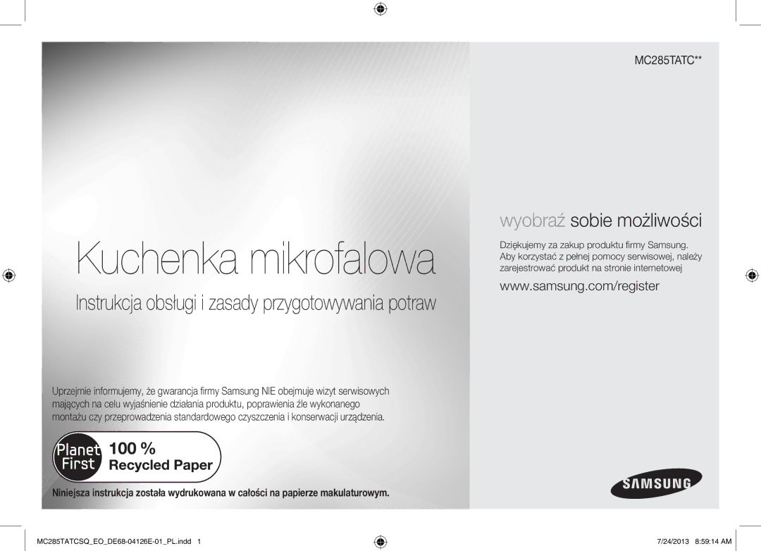 Samsung MC285TATCSQ/EO manual Kuchenka mikrofalowa 