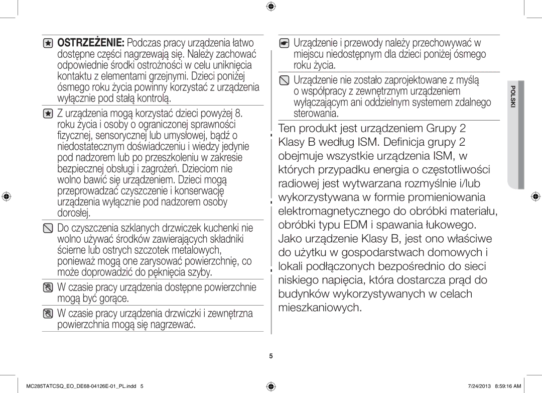 Samsung MC285TATCSQ/EO manual Polski 