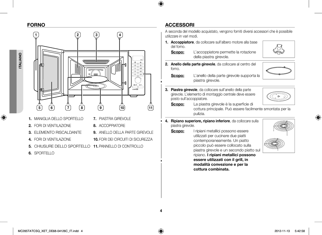 Samsung MC285TATCSQ/ET manual Forno, Accessori 