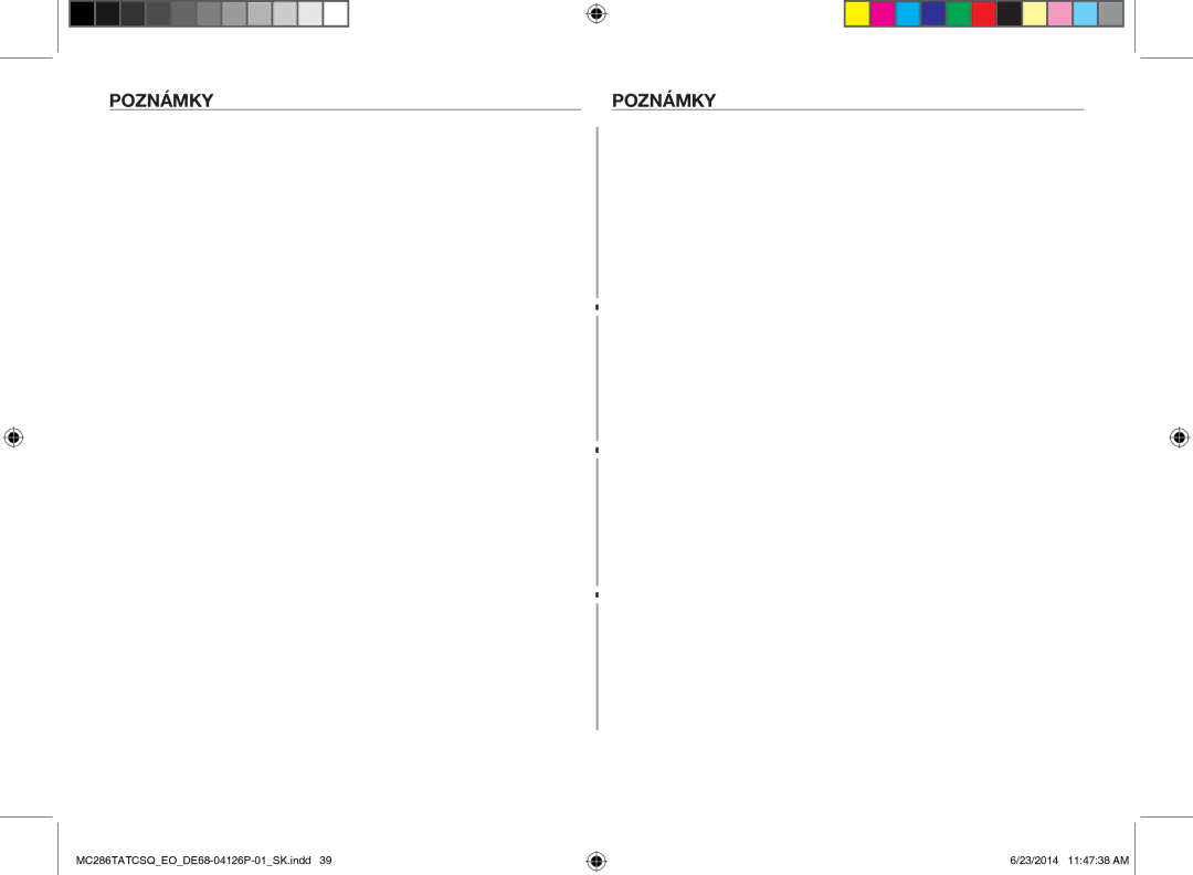 Samsung MC286TATCSQ/EO manual Poznámky 