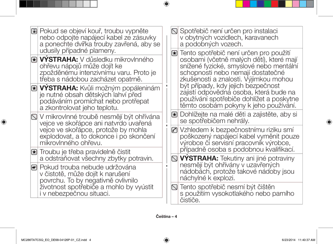 Samsung MC286TATCSQ/EO manual Čeština 