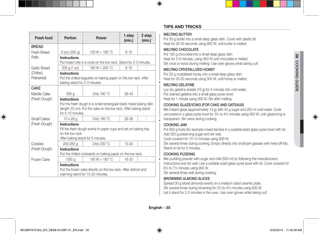 Samsung MC286TATCSQ/EO manual Tips and Tricks 