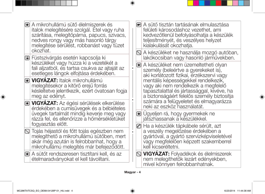 Samsung MC286TATCSQ/EO manual Magyar 