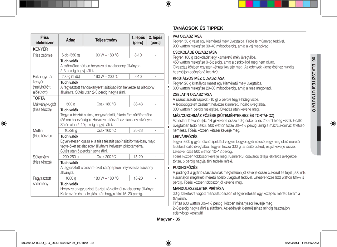 Samsung MC286TATCSQ/EO manual Tanácsok ÉS Tippek 