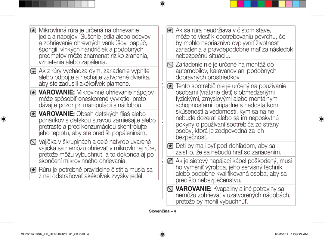 Samsung MC286TATCSQ/EO manual Slovenčina 