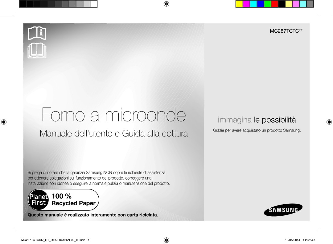 Samsung MC287TCTCSQ/ET manual Forno a microonde, Grazie per avere acquistato un prodotto Samsung 