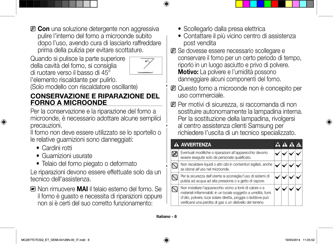 Samsung MC287TCTCSQ/ET manual Essere eseguite solo da personale qualificato, Se idonei alluso nel microonde 