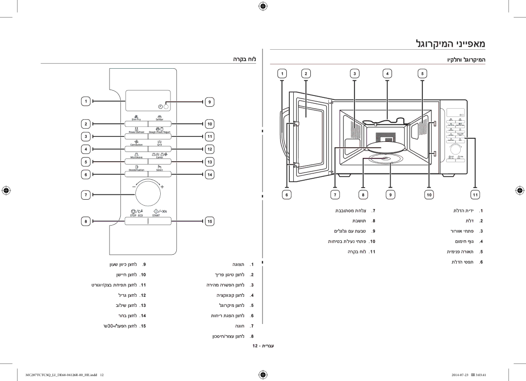 Samsung MC287TCTCSQ/LI manual לגורקימה ינייפאמ, הרקב חול ויקלחו לגורקימה 