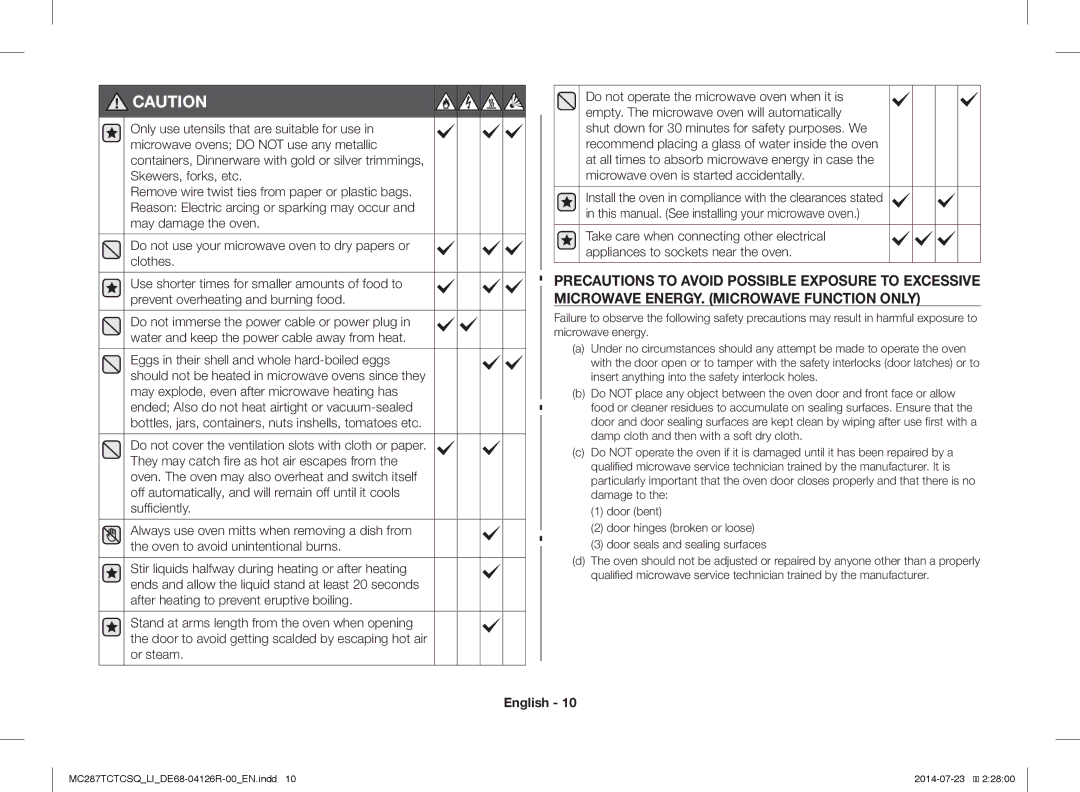 Samsung MC287TCTCSQ/LI manual English 