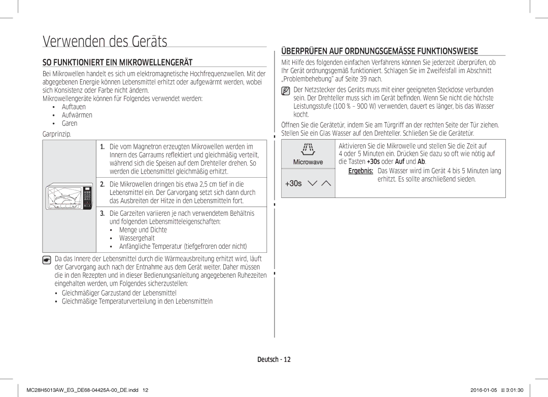 Samsung MC28H5013AW/EG manual Verwenden des Geräts, SO Funktioniert EIN Mikrowellengerät 